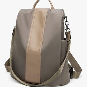 Anti-theft Neutral Taupe & Beige Women's Backpack Tote For Travel